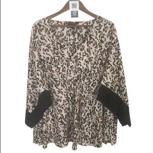 Lane Bryant Leopard Print Blouse with Black Details / 1X- 2X